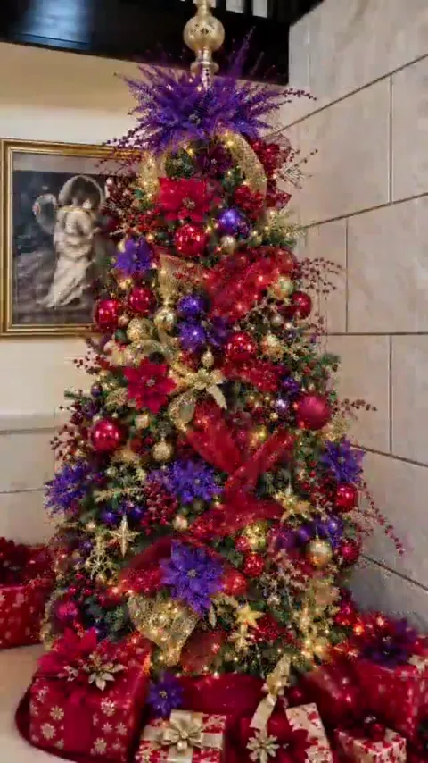 Purple and red jeweled Christmas tree